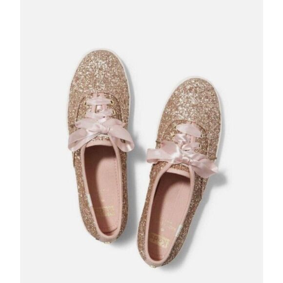 KATE SPADE NEW YORK Keds X Champion Glitter Sneakers In Rose Gold Size 8.5 - Picture 4 of 10